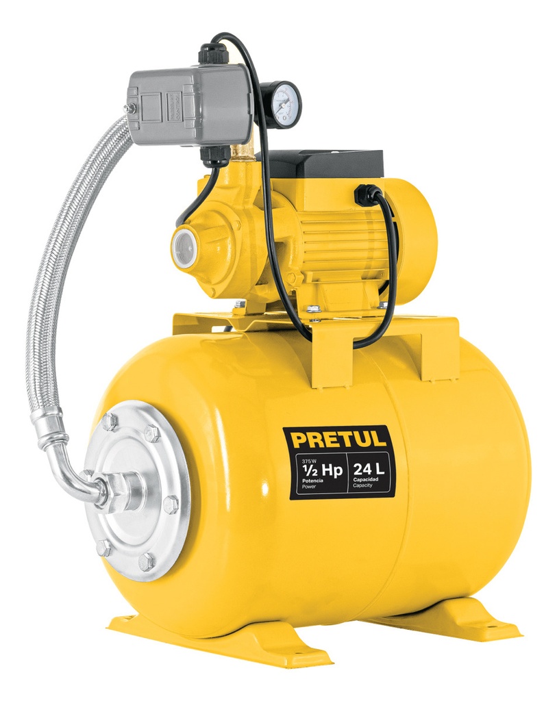 Equipo Hidroneumático 24 L, Con Bomba Periférica De 1/2 Hp Pretul Hidr-1/2x24p