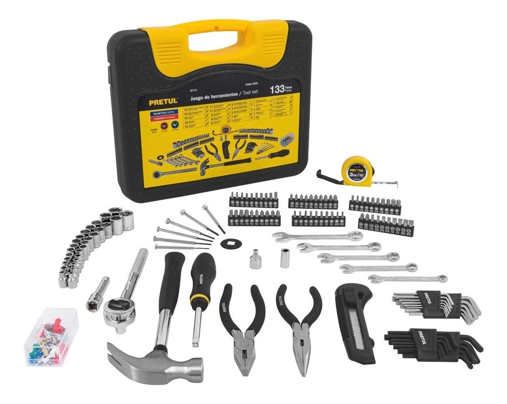 [TR-SET-133] Juego De Herramientas Mecánicas 133 Piezas Pretul Set-133