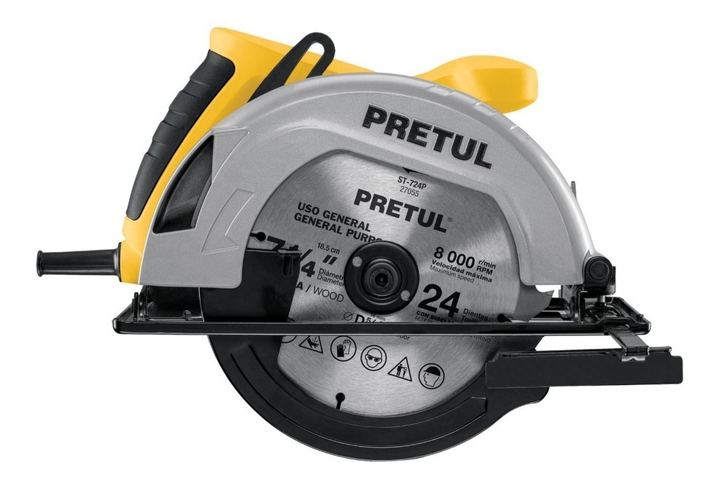 [TR-SICI-7-1/4P] Sierra Circular Eléctrica Pretul Sici-7-1-/4p 184mm 1200w Color Amarillo