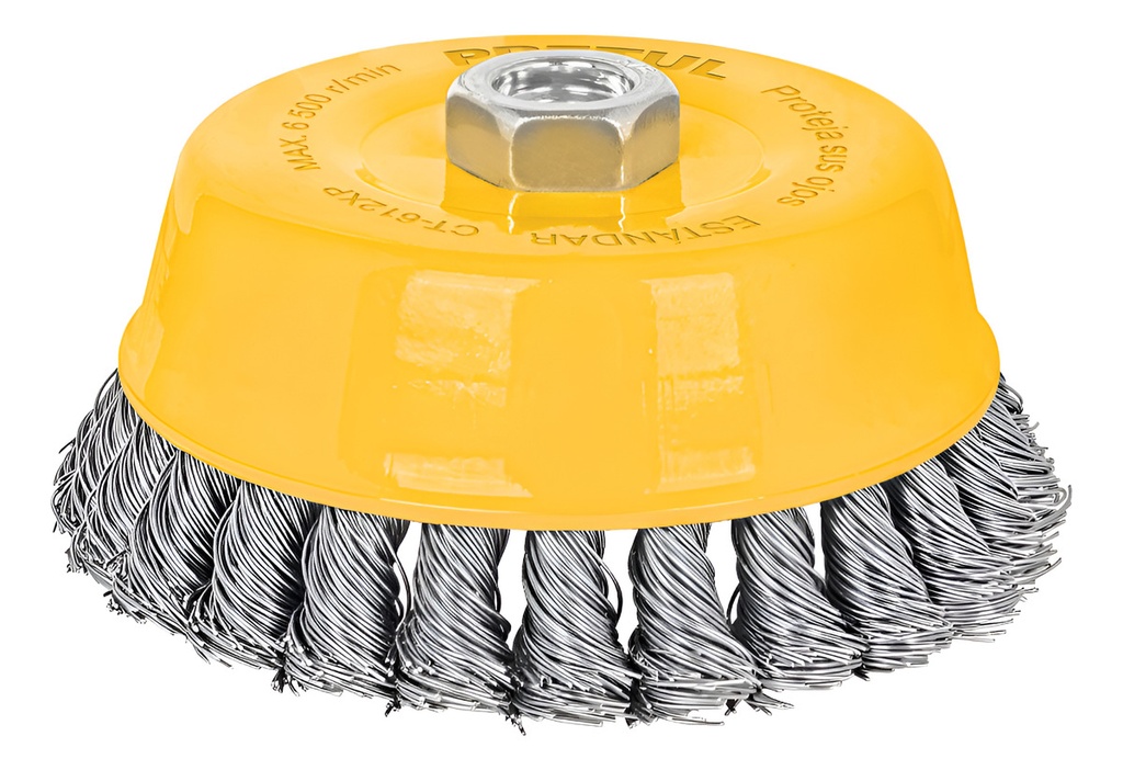 Carda 5'' Alambre Trenzado Grueso Eje 5/8 Pretul Ct-612xp Amarillo