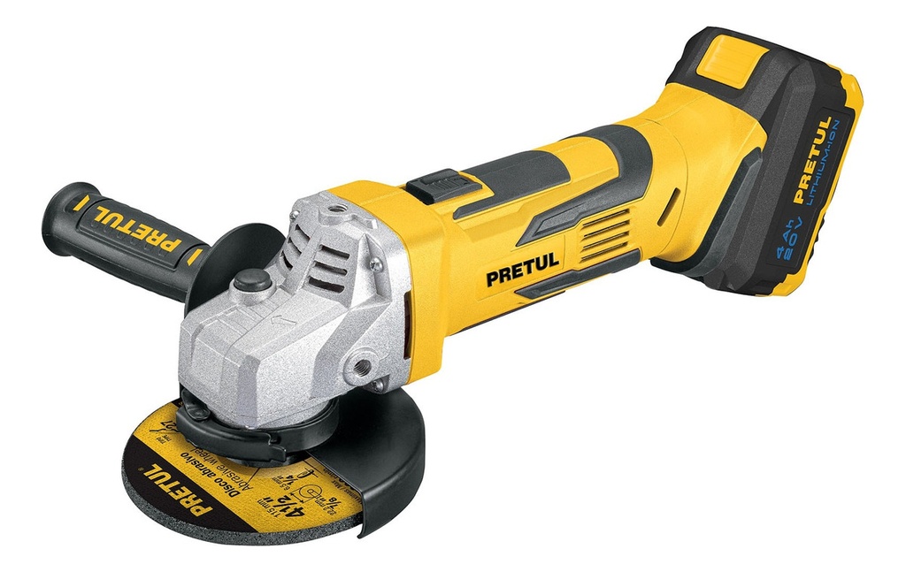 [TR-ESMI-20P] Esmeriladora Angular Inalámbrica 4-1/2" 20 V Pretul Esmi-20p Color Amarillo
