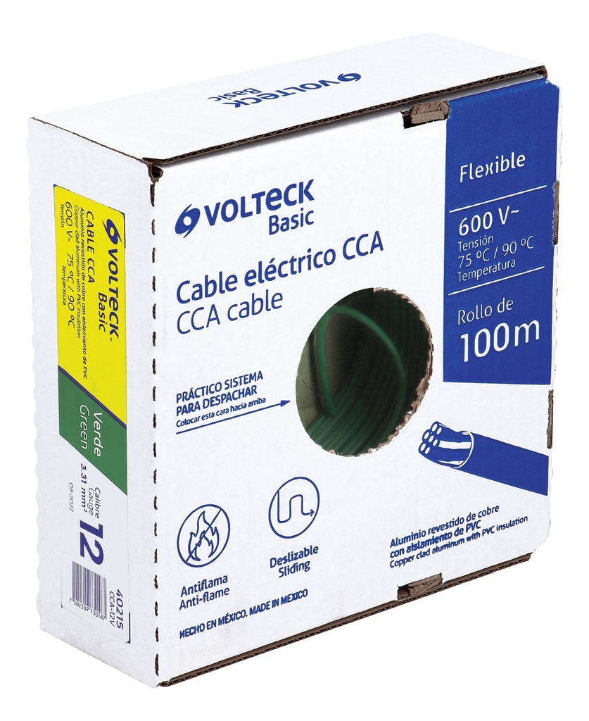 Cable Eléctrico Cal 12 Alucobre 100 M Verde Volteck Cca-12v