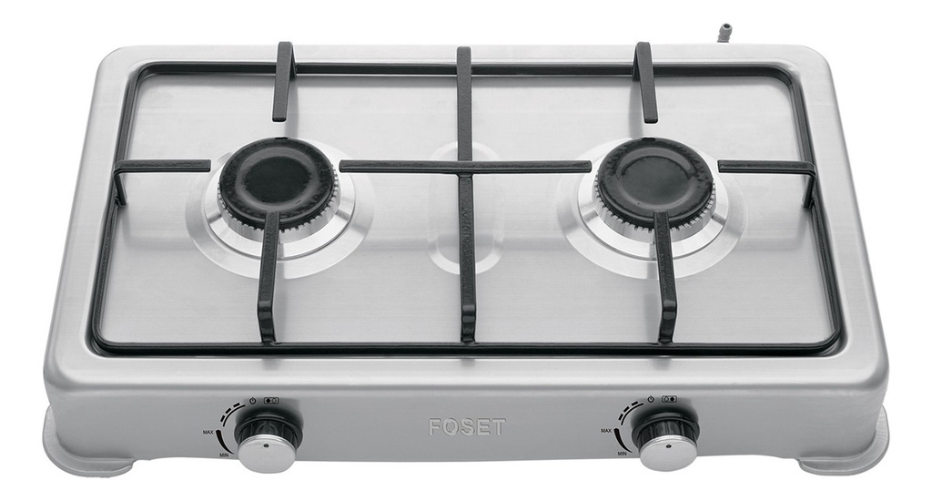 Parrilla De Gas Sobreponer 2 Quemadores, Inox Foset Paga-2xa Plateado
