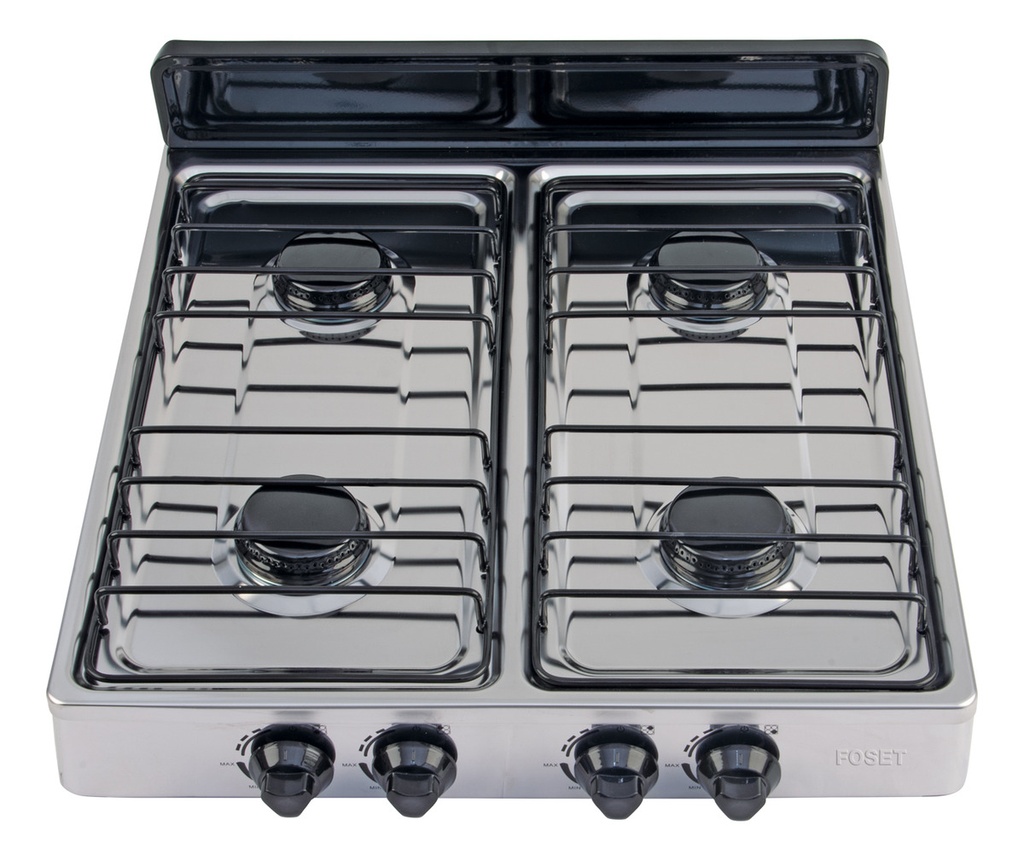 Parrilla De Gas De Sobreponer 4 Quemadores Inoxidable Foset Color Plateado