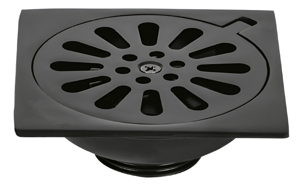 [TR-RS-604M] Coladera Resumidero Cuadrado 4x4'' Latón Foset Rs-604m Negro