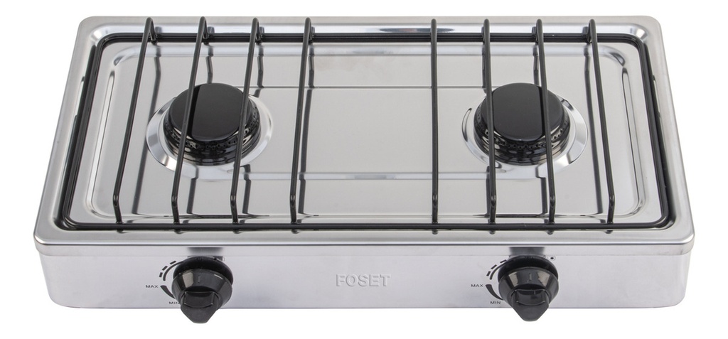 Parrilla de Gas Lp Foset 2 Quemadores, Acero Inoxidable Con Encendido Manual y