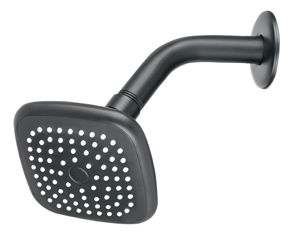 [TR-R-401M] Regadera Cuadrada Negra Con Brazo Y Chapetón Foset R-401m Color Negro Mate