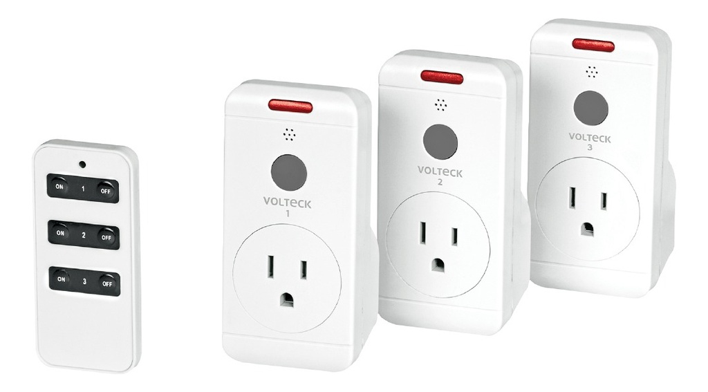 Juego De 3 Contactos Con Control Remoto, Volteck Jcor-3 Color Blanco