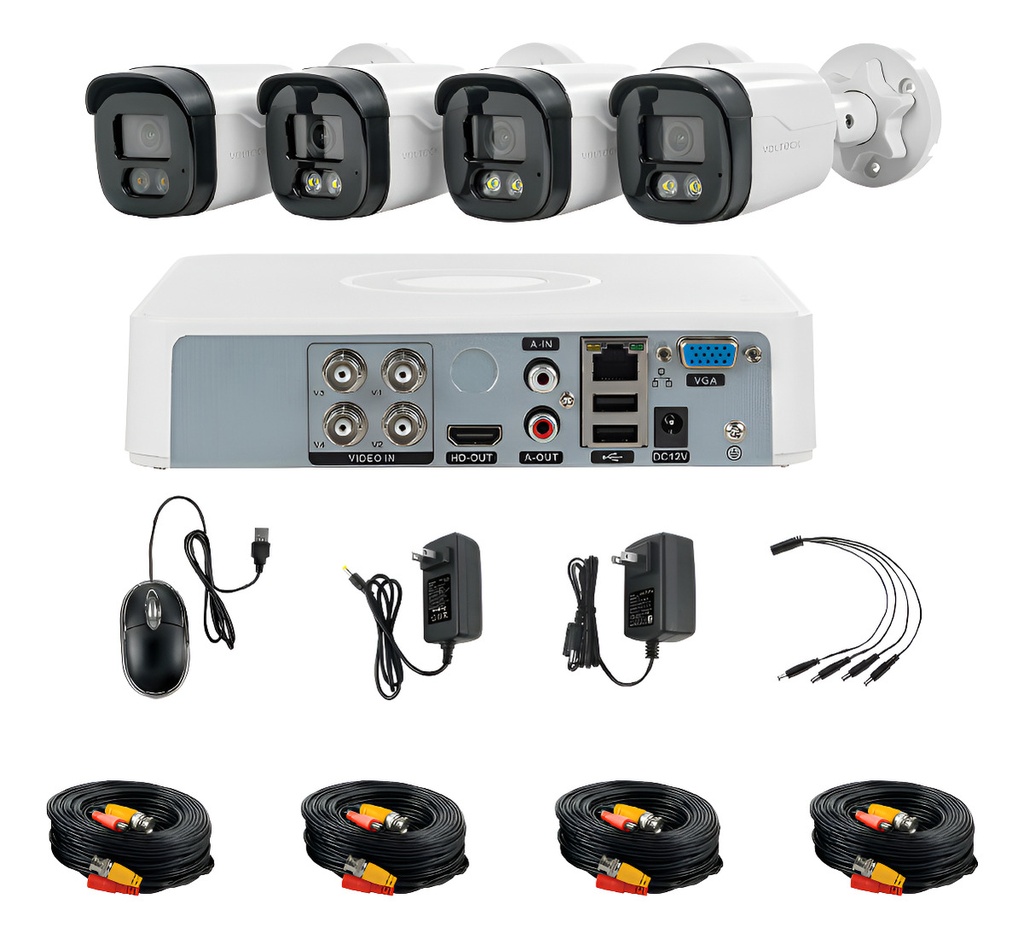 Kit Videovigilancia 4 Canales, 5mp, 1tb, Volteck Ctv-kit-4a Blanco