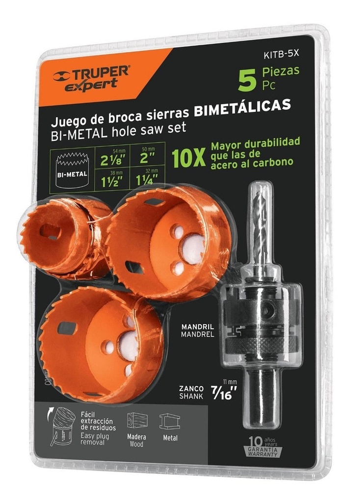 [KITB-5X] Juego De 5 Brocasierras Bimetálicas Truper Expert 100815