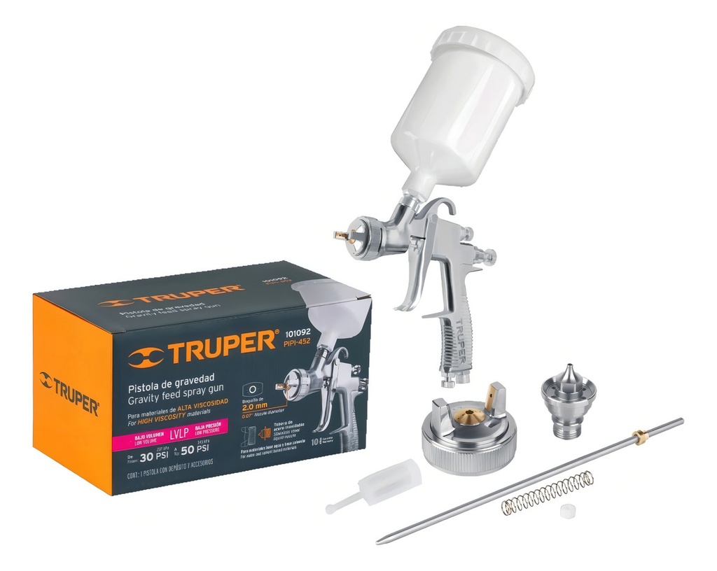 Pistola Pintar Gravedad Vaso 500 Ml Boq. 2mm Truper 101092 Color Gris