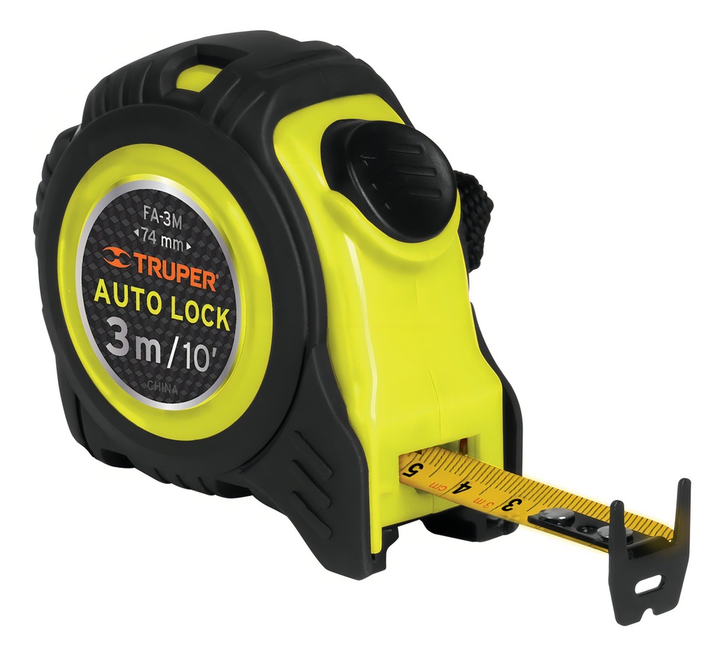 [FA-3M] Flexómetro Auto Lock, 3 M, Cinta 16 Mm Truper 10746