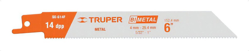 [SE-614F] Segueta Sierra Sable 6" 14 Dpp Recta Metales2pz Truper 10795