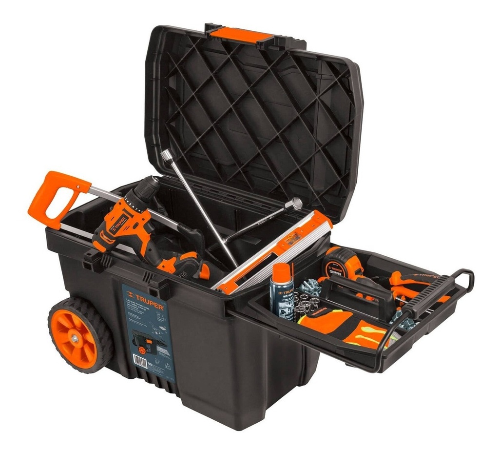 Caja De Herramientas Truper Chp-23r De Plástico Con Ruedas 39cm X 58cm X 43cm