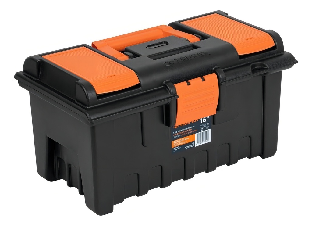 [CHA-16NC] Caja Para Herramienta De 16" Con Compartimentos, Truper Color Negro