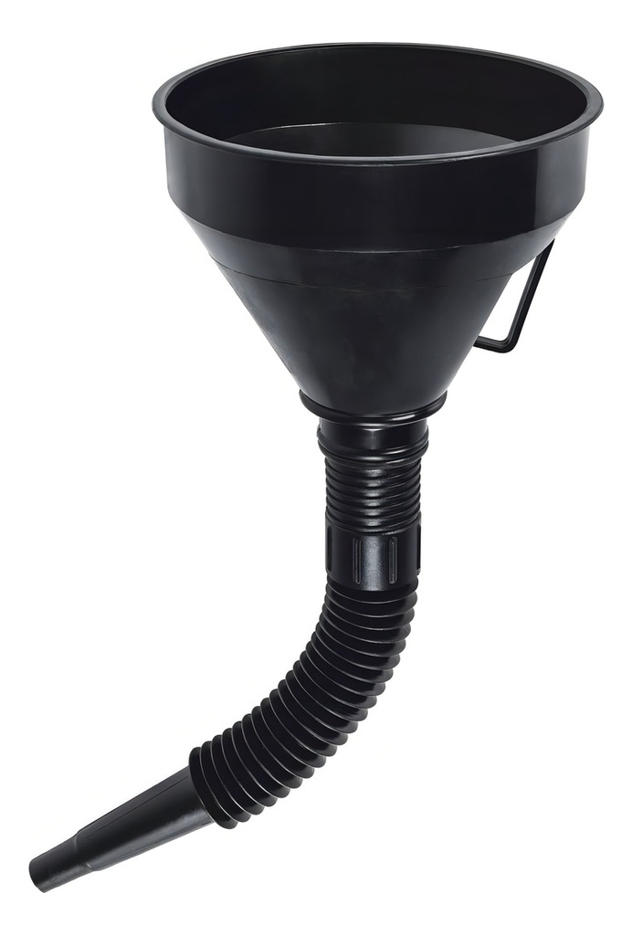 [EMB-50] Embudo Plástico 500 Ml, Cuello Flexible Con Filtro, Truper