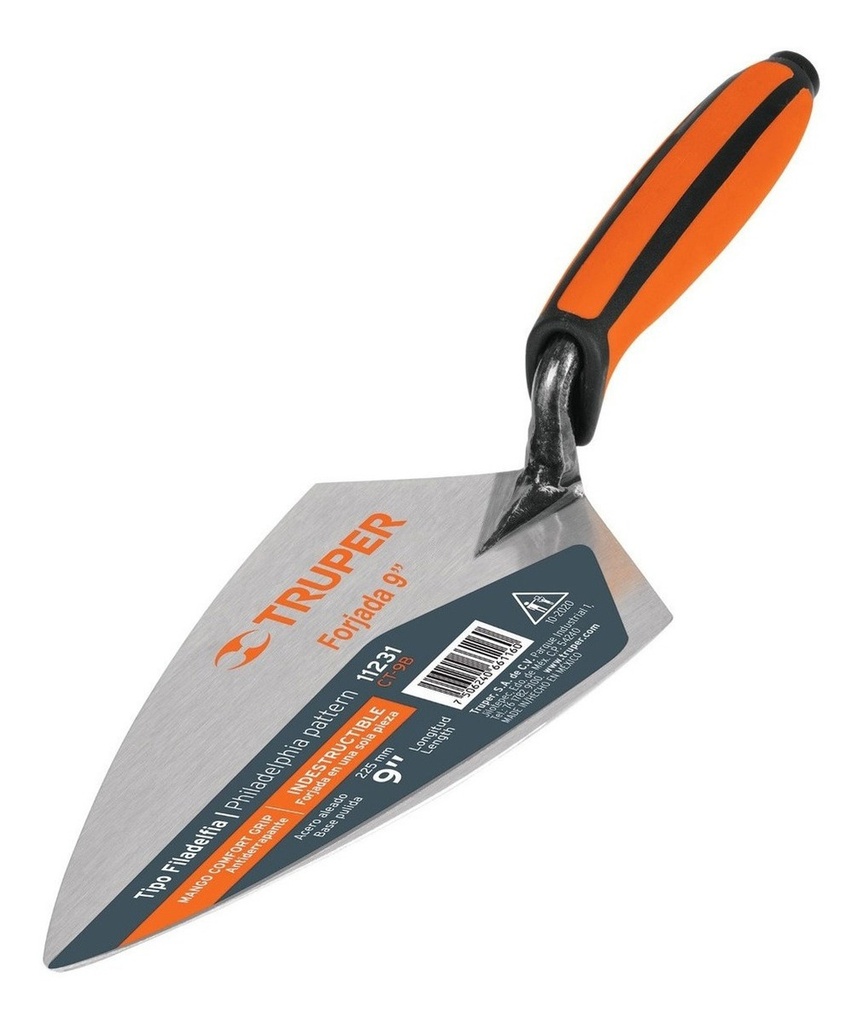 [CT-9B] Cuchara Albañil Filadelfia 9" Mango Bimaterial Truper 11231