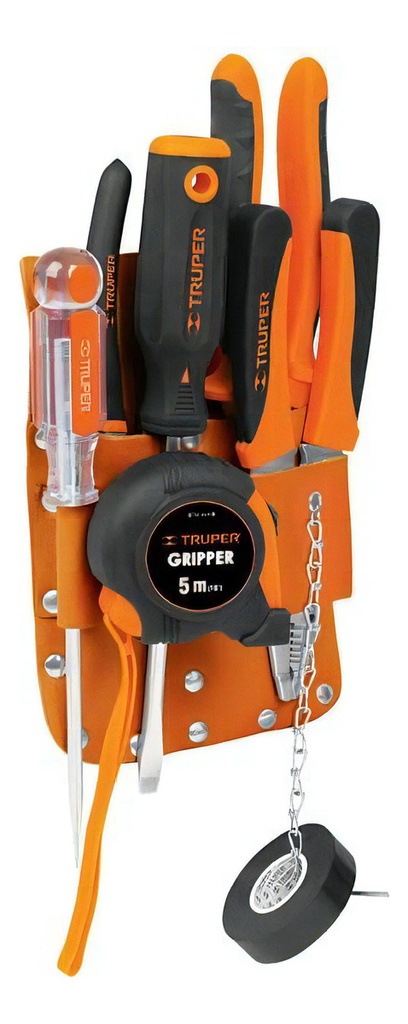 [POHE-7CU] Porta Herramientas 7 Comp. Economica Truper 11515 Naranja