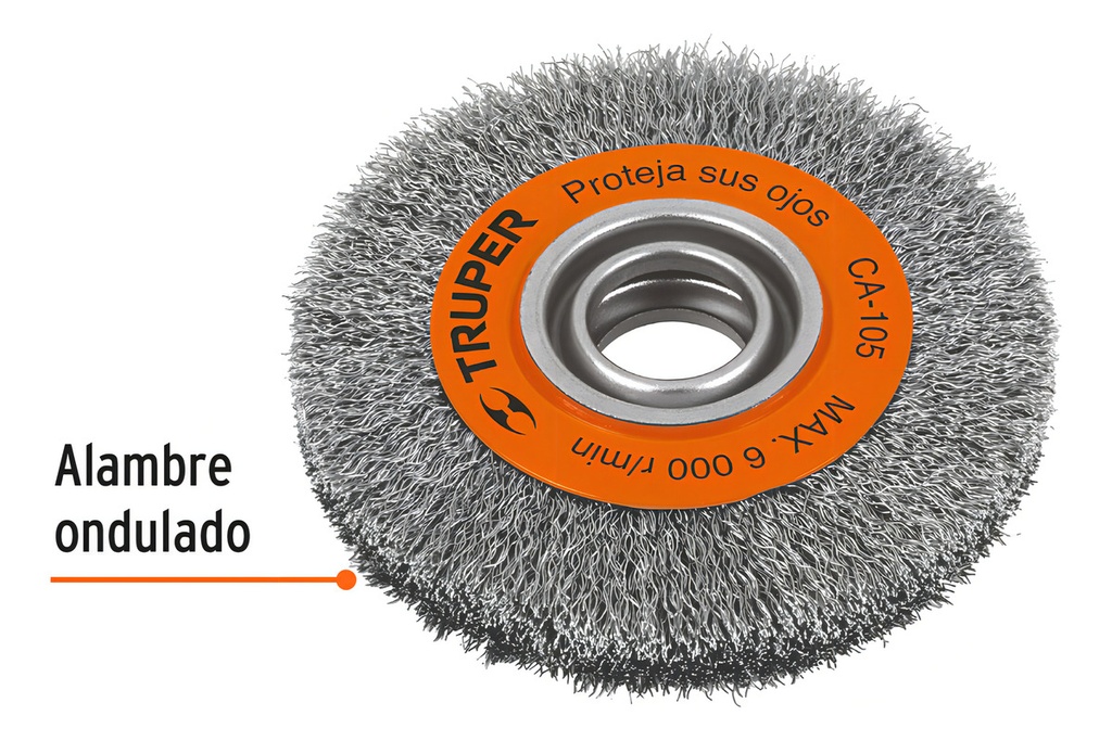 Carda Alambre Ondulado 6 X 13/16 P/esmeril, Truper, 11523 Color Gris/naranja