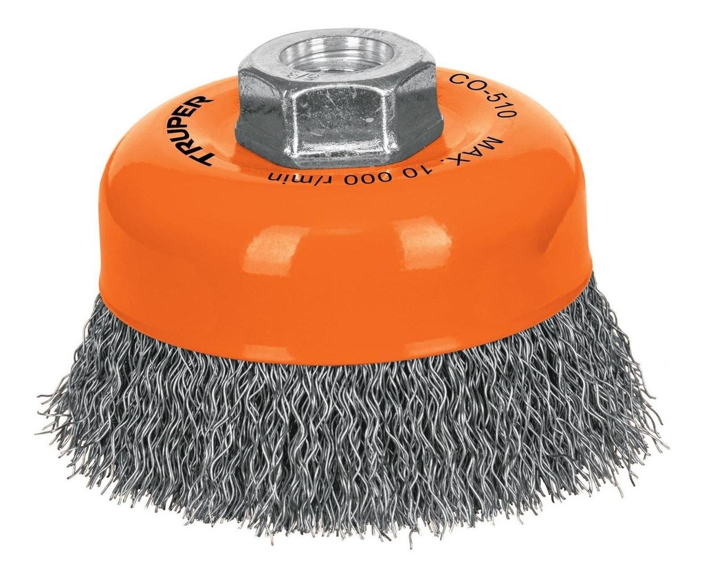[CO-510] Carda Copa Lisa 4" X 5/8" Truper 11529 Color Naranja