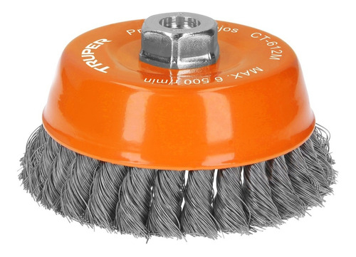 [CT-612M] Carda Copa Trenzado Fino 5" X 14 Mm Truper 11544 Color Naranja