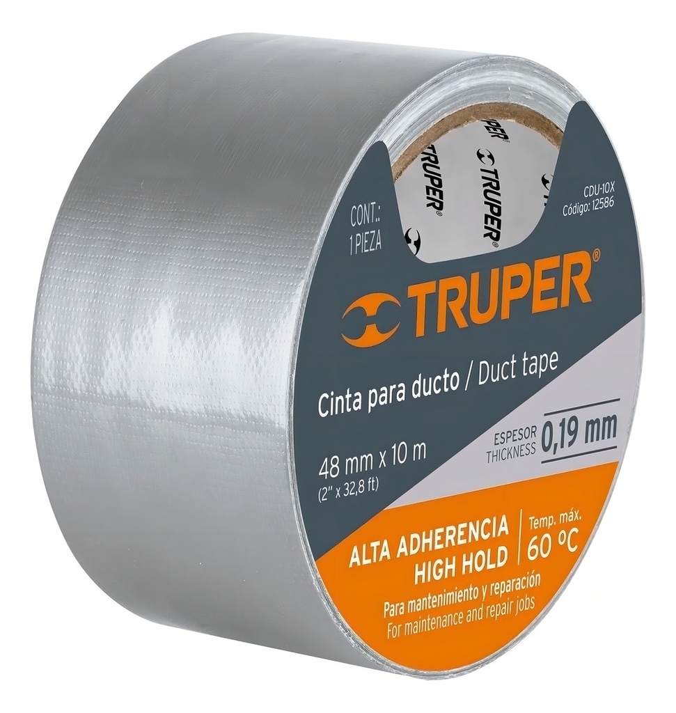 Cinta De 10 Metros Para Ducto Espesor 0.19 Mm Temperatura Máxima 60 Grados Truper 12586