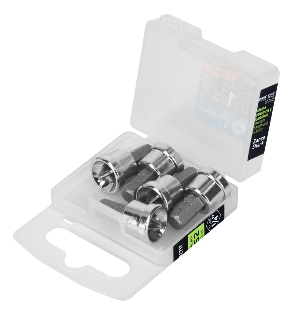 [TR-PUDE-1205] Set 5 Adaptador Punta Ph2 Atornillador Durlock Truper 12717