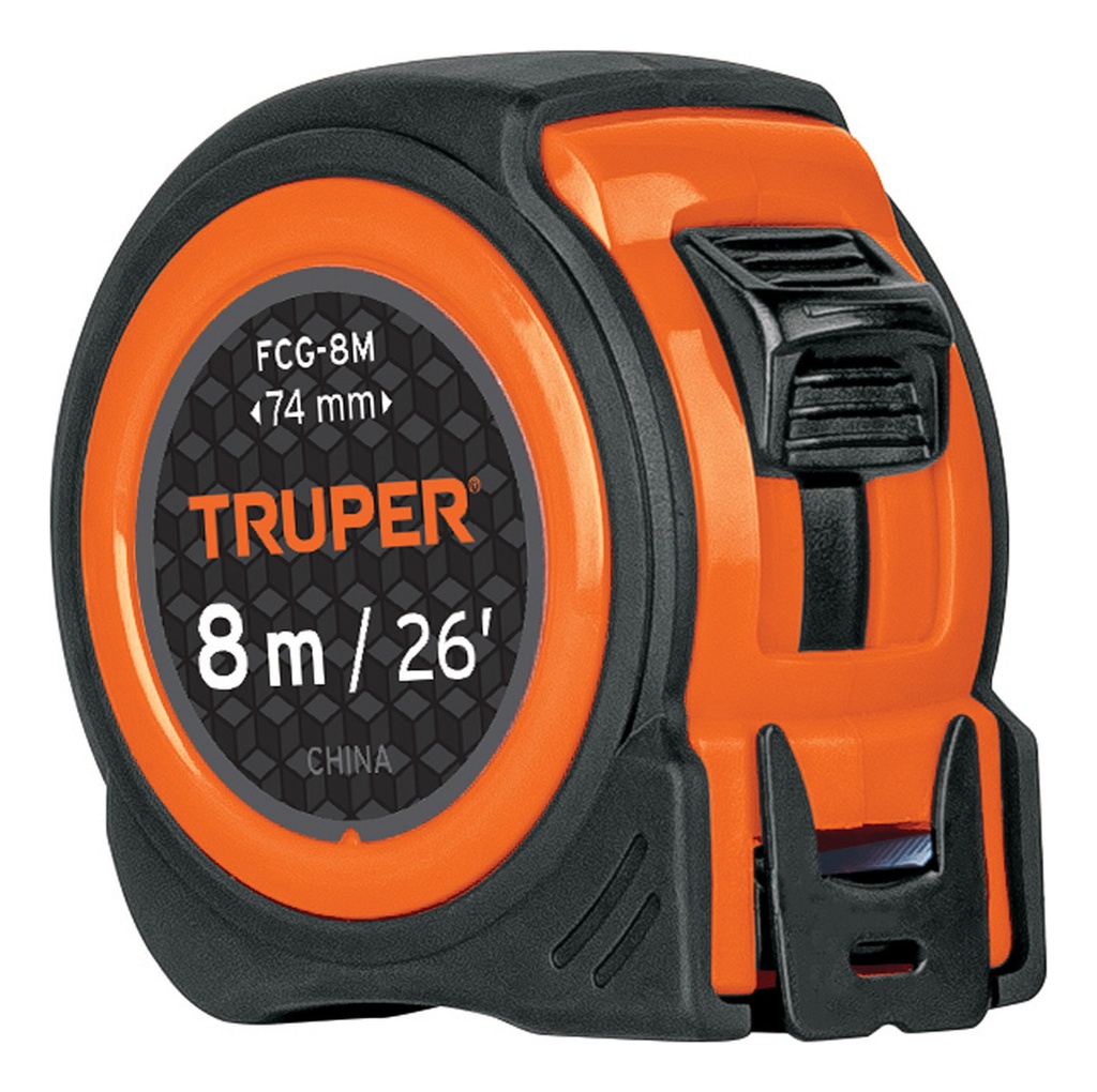 [TR-FCG-8M] Flexómetro Compacto Contra Impactos 8m 25mm Truper 12774
