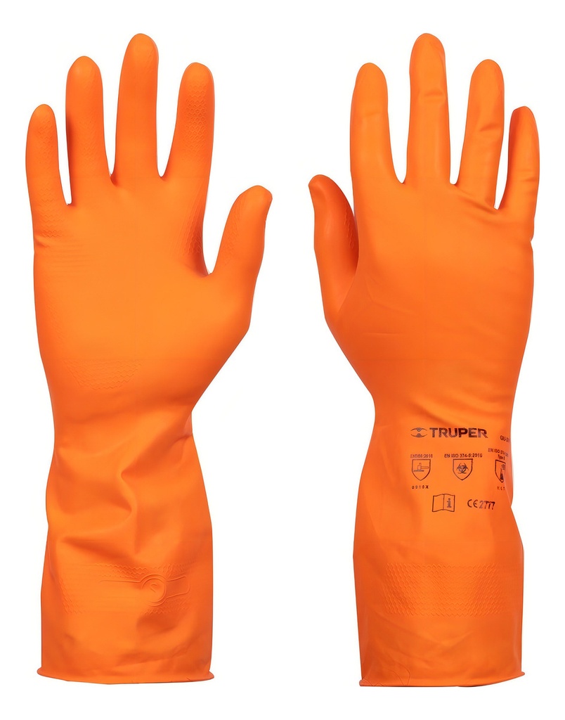 [TR-GU-311] Guantes De Látex Para Limpieza, Chicos Truper 13296 Naranja