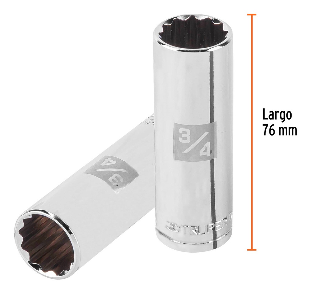 Dado Largo De 3/4', 12 Puntas, Cuadro 1/2', Truper