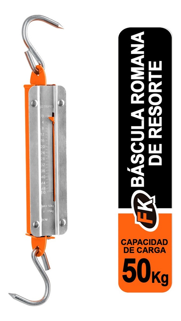 [TR-BAS-50R] Báscula Industrial Analógica Colgante Truper Bas-r 50kg Naranja