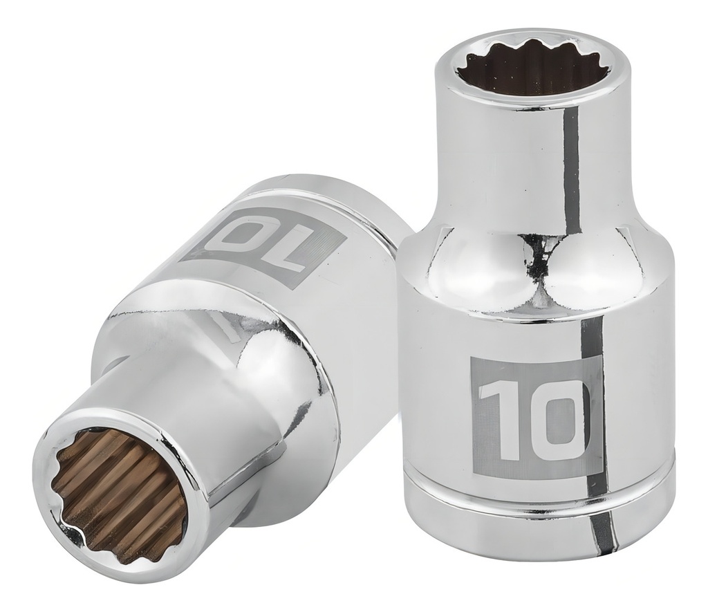 [TR-D-1210-EM] Dado 1/2" 12 Puntas Milimetrico 10 Mm Truper 13524 Color Plateado