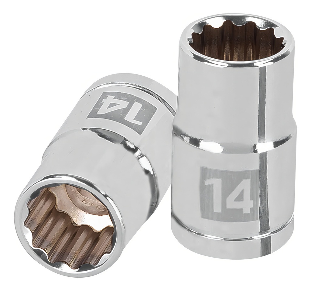 [TR-D-1214-EM] Dado 1/2" 12 Puntas Milimetrico 14 Mm Truper 13528 Color Plateado