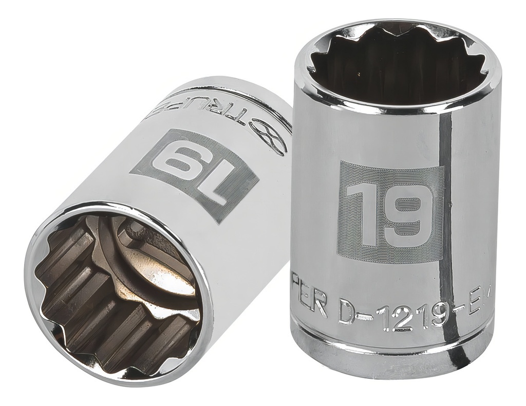 [TR-D-1219-EM] Dado 1/2" 12 Puntas Milimetrico 19 Mm Truper 13533 Color Plateado