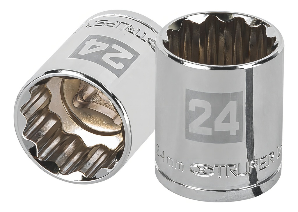 [TR-D-1224-EM] Dado 1/2" 12 Puntas Milimetrico 24 Mm Truper 13538 Color Plateado