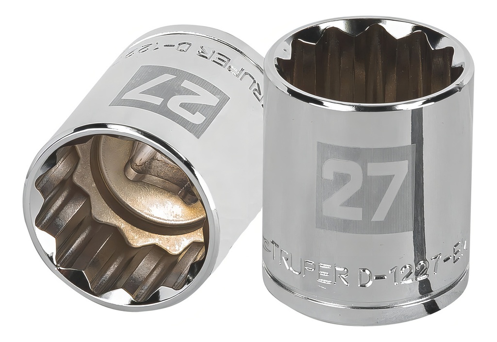 [TR-D-1227-EM] Dado 1/2" 12 Puntas Milimetrico 27 Mm Truper 13541 Color Plateado