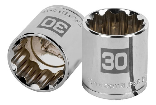 [TR-D-1230-EM] Dado 1/2" 12 Puntas Milimetrico 30 Mm Truper 13544 Color Plateado