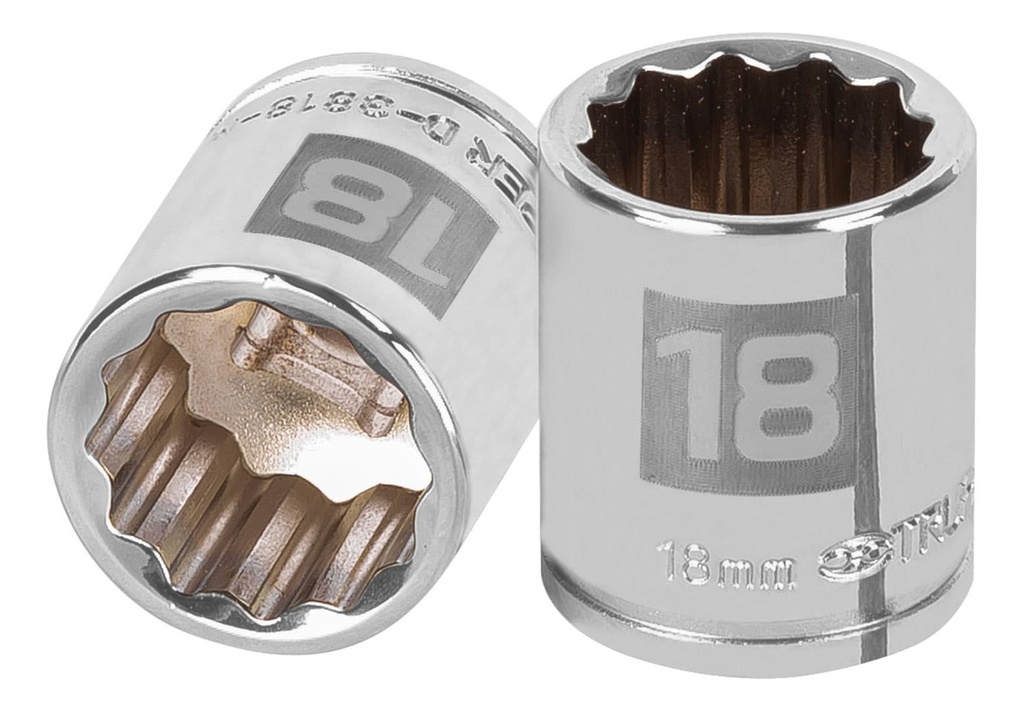 [TR-D-3818-M] Dado Acero De 18 Mm, 12 Puntas, Cuadro 3/8 , Truper 13638