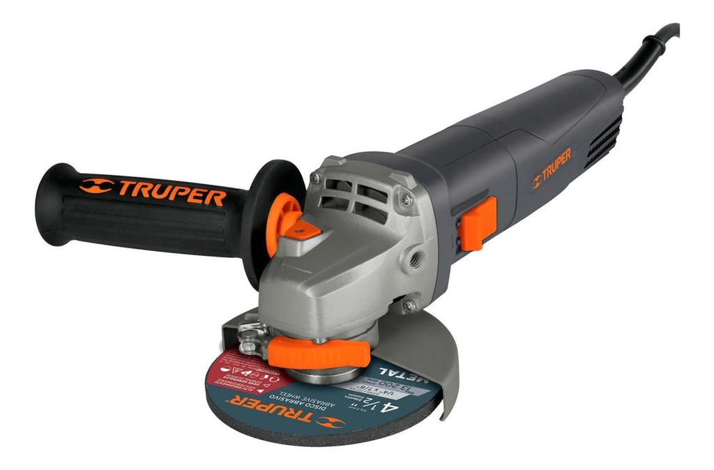 [TR-ESMA-4580N] Esmeriladora 4 1/2" Ind. 800 W Truper 13870 Color Negro Frecuencia 60hz