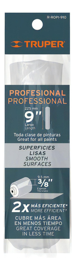 [TR-R-ROPI-910] Rodillo Repuesto 9" X 3/8" Superficie Lisa Truper 13882