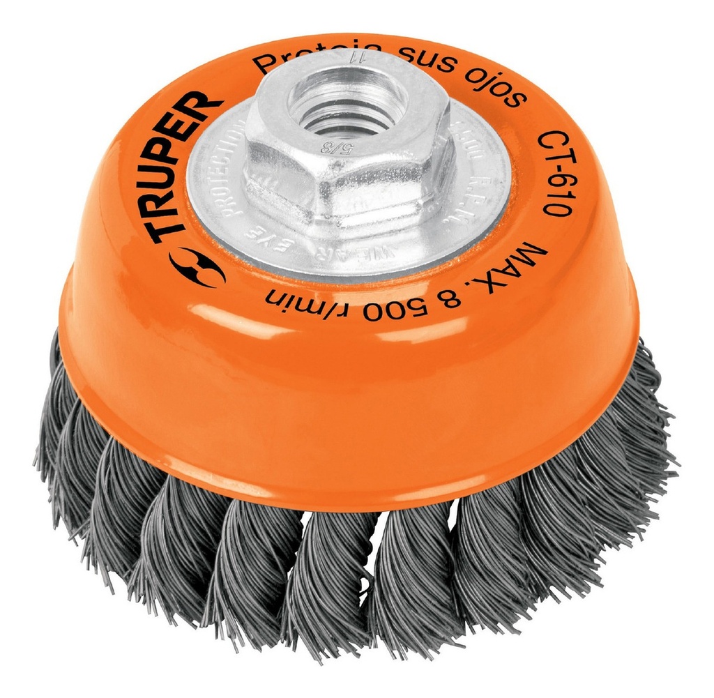 [TR-CT-608M] Carda Alambre Trenzado 3" Milimétrica P/esmeril Truper 14184 Color Naranja