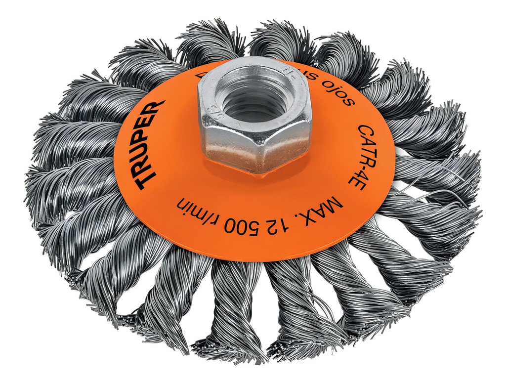 [TR-CATR-4E] Carda Trenzada Tipo Cónico 4" Esmeriladora Truper 14190 Color Naranja