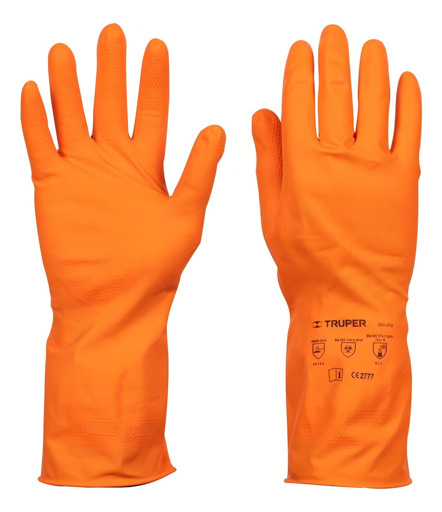 [TR-GU-312] Guantes De Látex Para Limpieza, Medianos Truper 14262 Naranja
