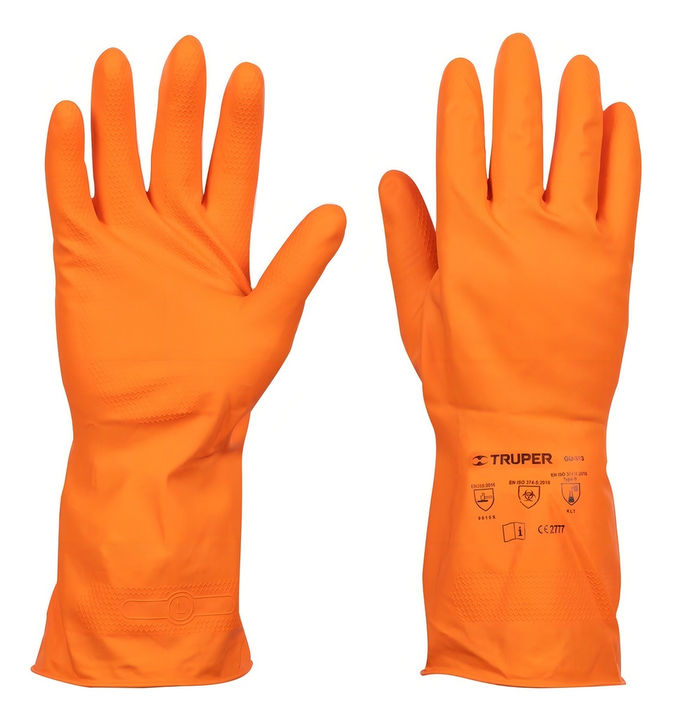 [TR-GU-313] Guantes De Látex Para Limpieza, Grandes Truper 14263 Naranja
