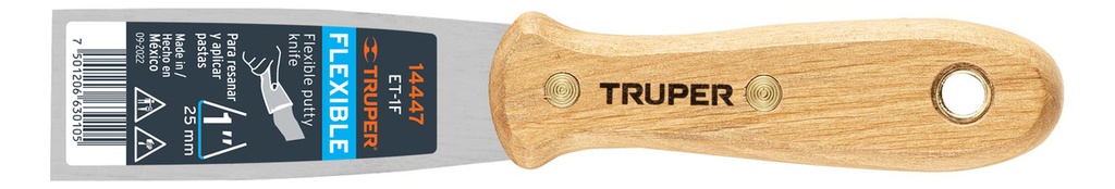 [TR-ET-1F] Espatula Flexible 25 Mm 1 Pulgadas Mango Madera Truper 14447