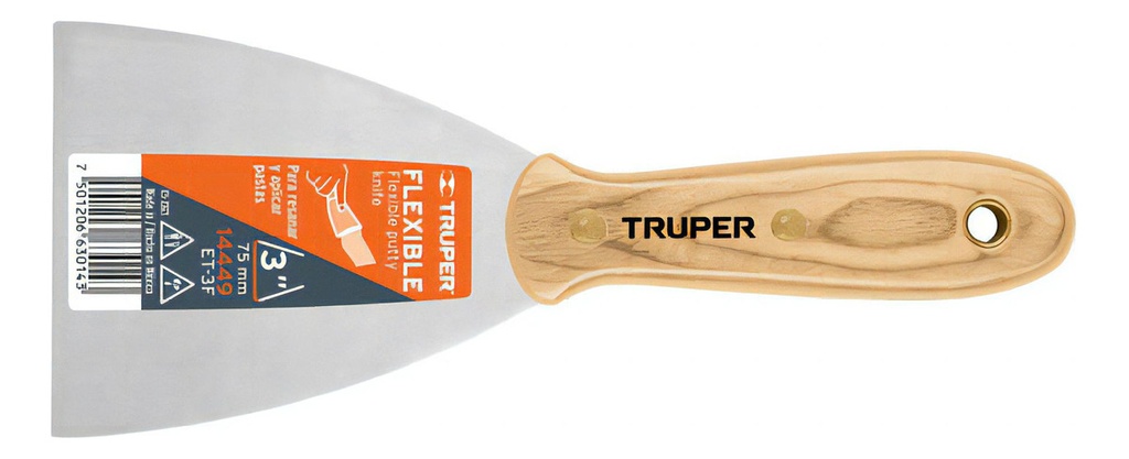 [TR-ET-3F] Espátula Flexible 3" Con Mango De Madera Truper, 14449