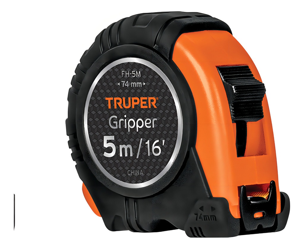 [TR-FH-5M] Flexómetro Gripper Contra Impactos 5 M Cinta 19 Mm, Truper