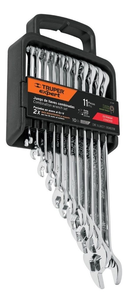 Juego De 11 Llaves Combinadas Std Pulidas, Truper Expert 15780