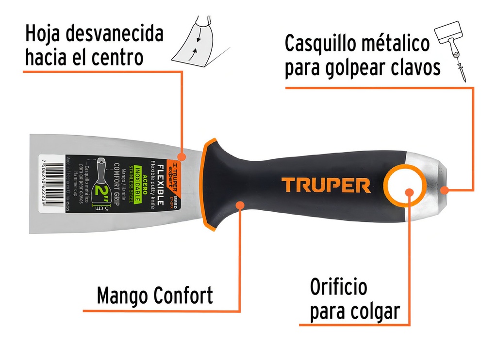 Espatula Flexible Ace. Inox 2' Truper 15850