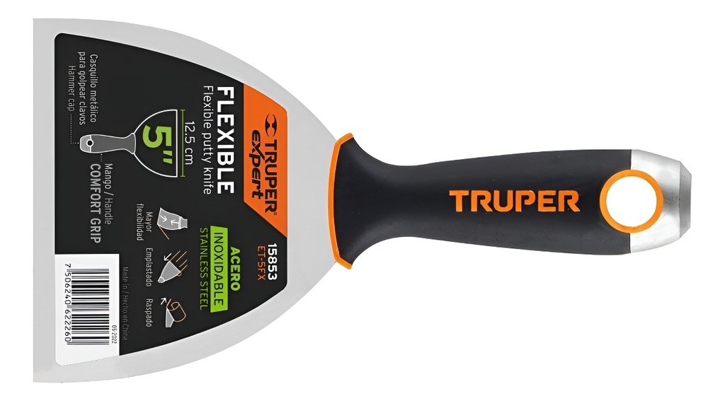 Espátula Flexible 5' Acero Inox. Mango Comfort Grip, Expert
